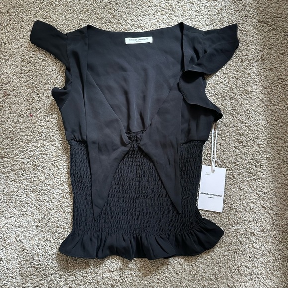 NWT Amanda Uprichard Ember Smocked Top Tie Cropped - Picture 4 of 7